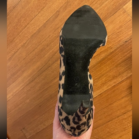 Old Navy Pump Shoes Sz 10 Brown Leopard Cheetah Faux Suede Pointed Toe Heels - Picture 4 of 4
